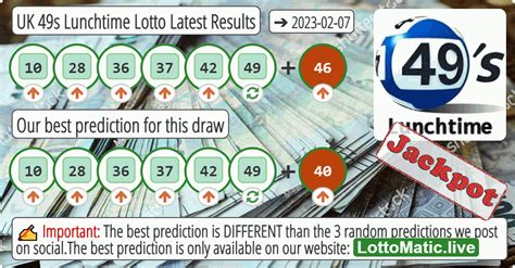 lottomatic live|49s uk lunchtime results.